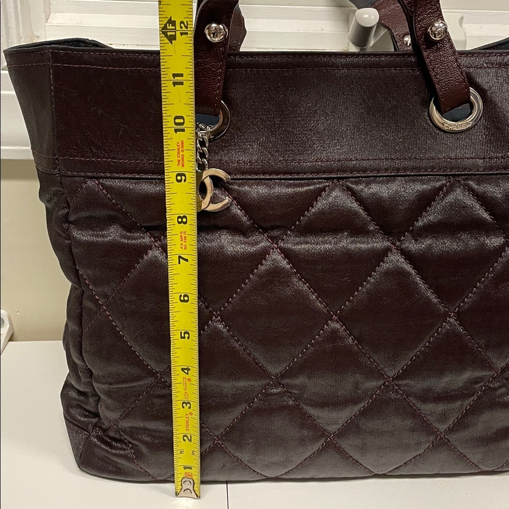 Authentic CHANEL Paris Biarritz Coated Canvas Tote Bag Burgundy - Picture 4 of 17